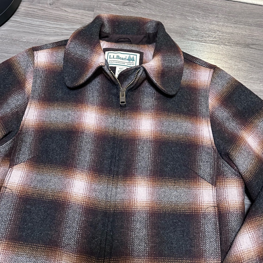 L.L. Bean Maine Guide Women’s Wool Parka Size M Primaloft Quilted Shadow Plaid - Picture 3 of 13